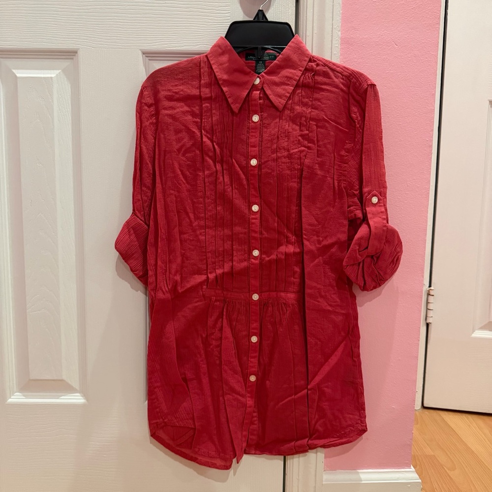 Ralph Lauren Jeans Co lightweight crinkle gauze button-down Red shirt